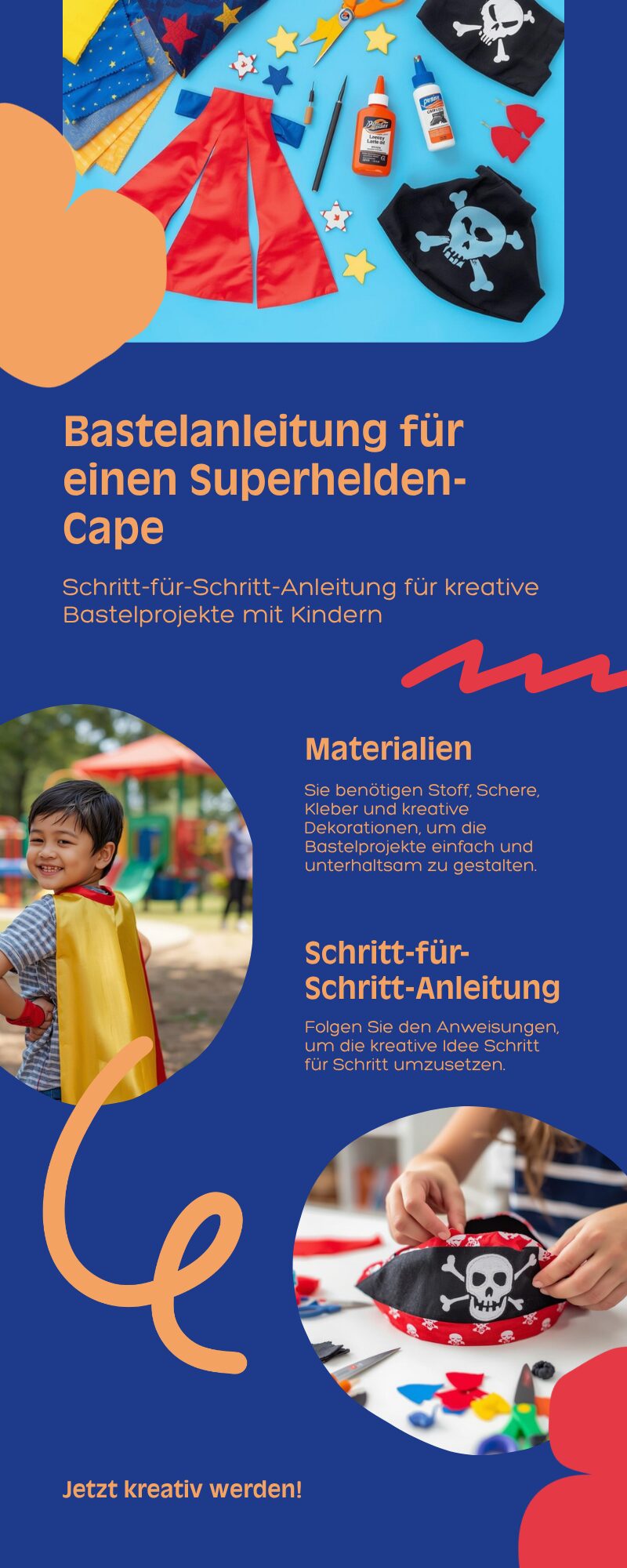 Bastelanleitung Superhelden-Cape für Kindergeburtstag