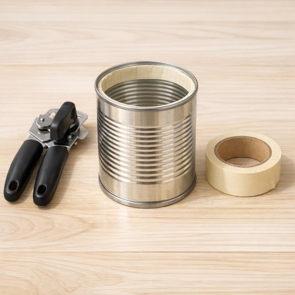 Vorbereitete Konservendose mit abgeklebtem Rand