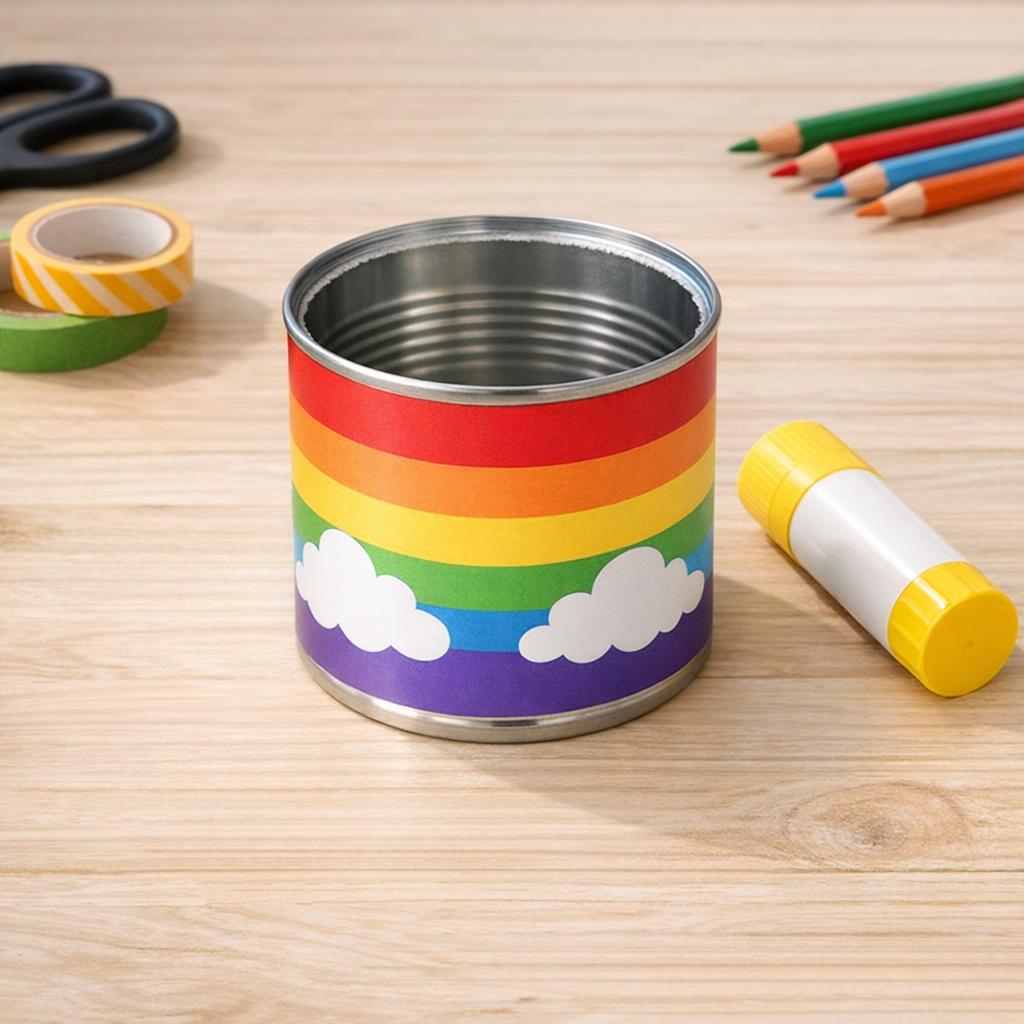 Banderole wird über die Dose gestülpt