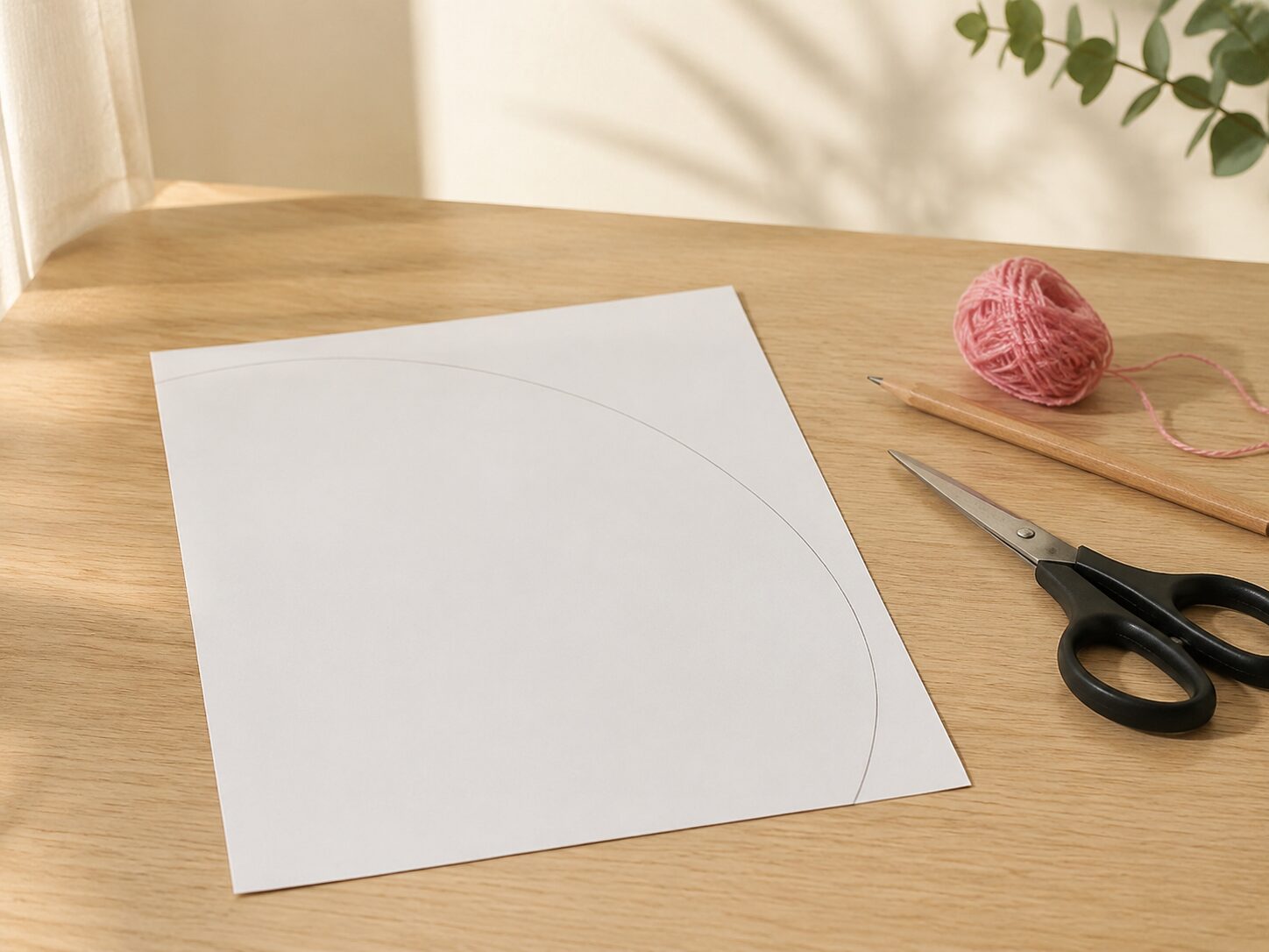 DIN-A4-Blatt mit eingezeichnetem Viertelkreis